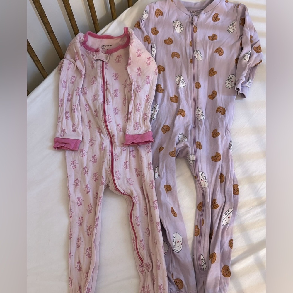 Bundle of 2T girls pajamas ballerina and cookies and milk